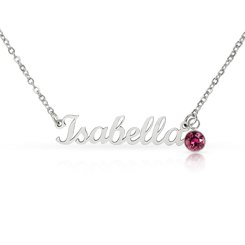 Non-Message Card Custom Name Necklace with Birthstone