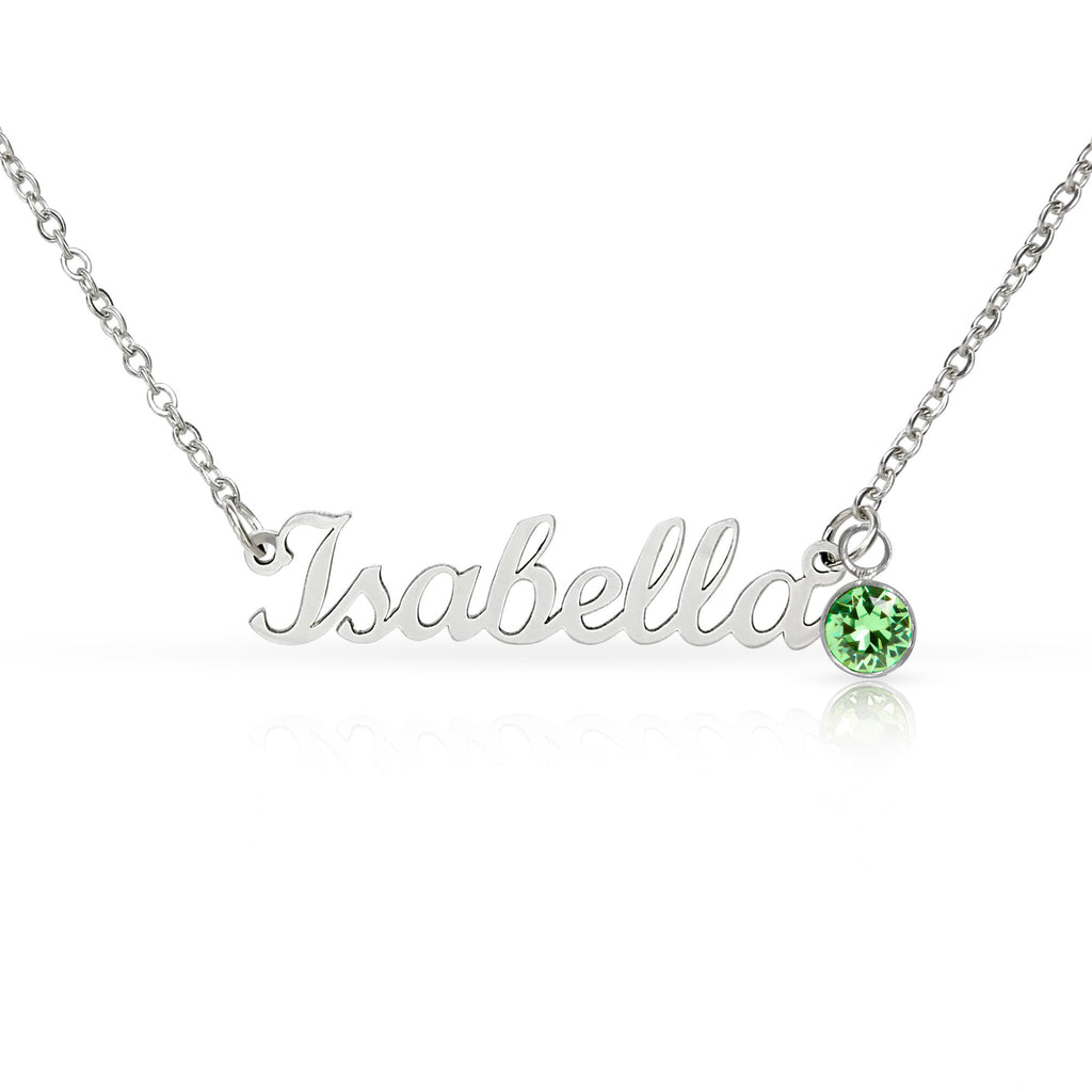 Non-Message Card Custom Name Necklace with Birthstone