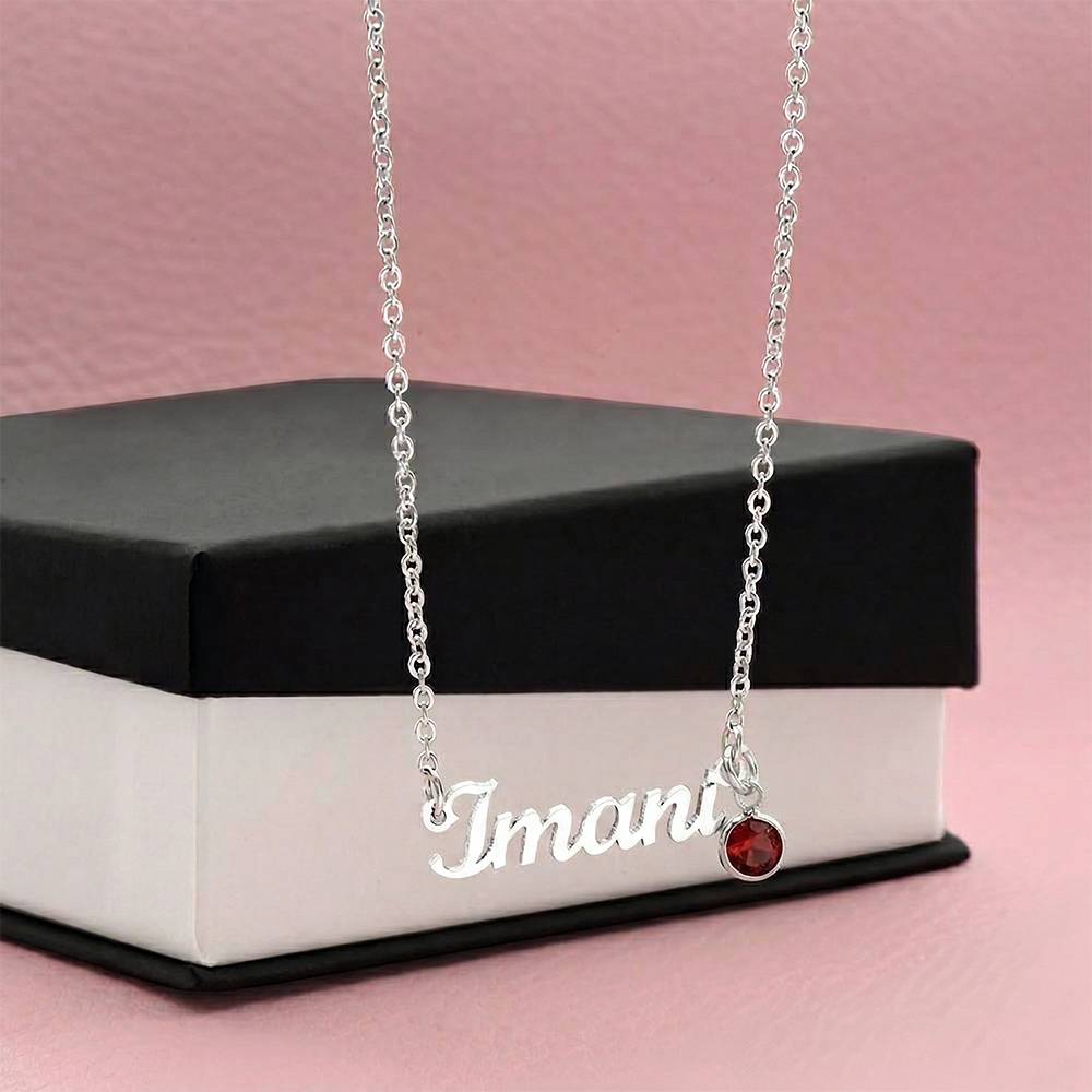 Non-Message Card Custom Name Necklace with Birthstone