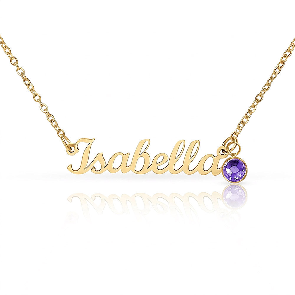 Non-Message Card Custom Name Necklace with Birthstone