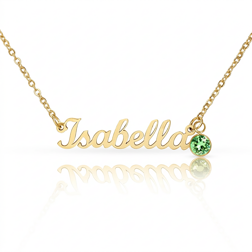 Non-Message Card Custom Name Necklace with Birthstone