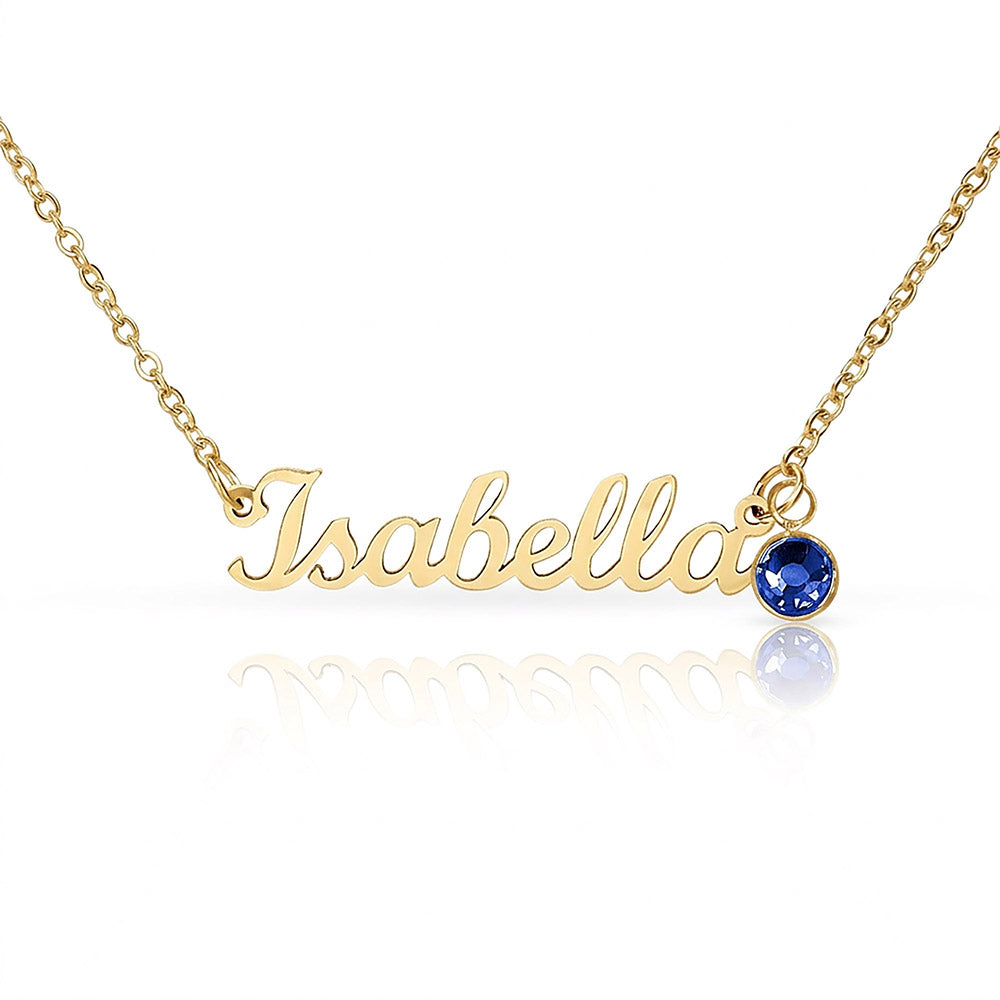 Non-Message Card Custom Name Necklace with Birthstone