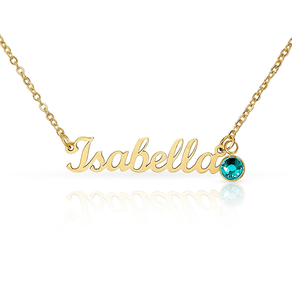Non-Message Card Custom Name Necklace with Birthstone