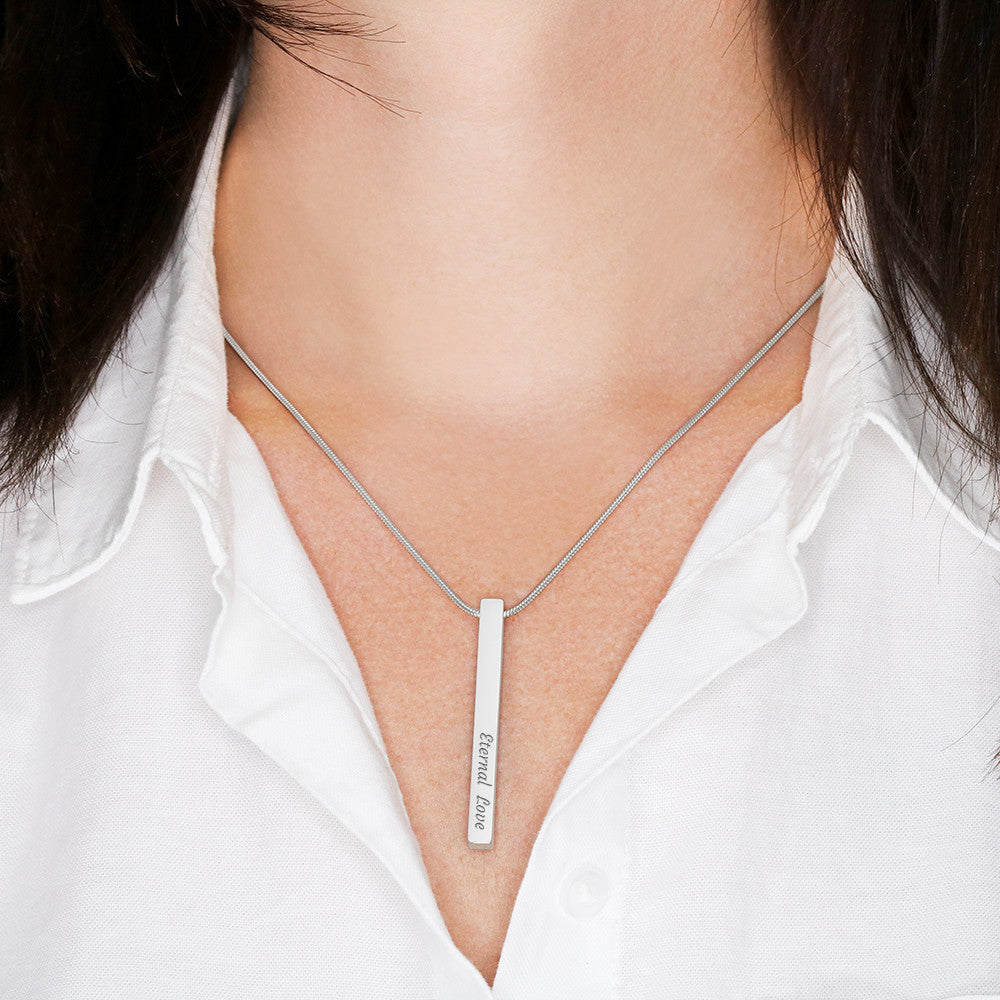 Your Story in 3D: Custom 4-Sided Bar Necklace
