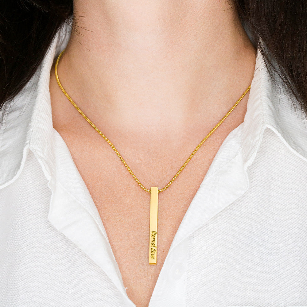 Your Story in 3D: Custom 4-Sided Bar Necklace